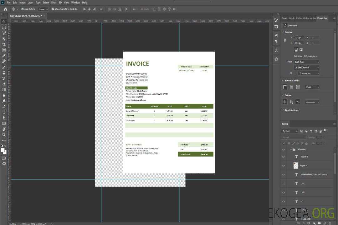 Modèle de facture gratuit pour le service de nettoyage template Modèle de facture gratuit pour le service de nettoyage template
